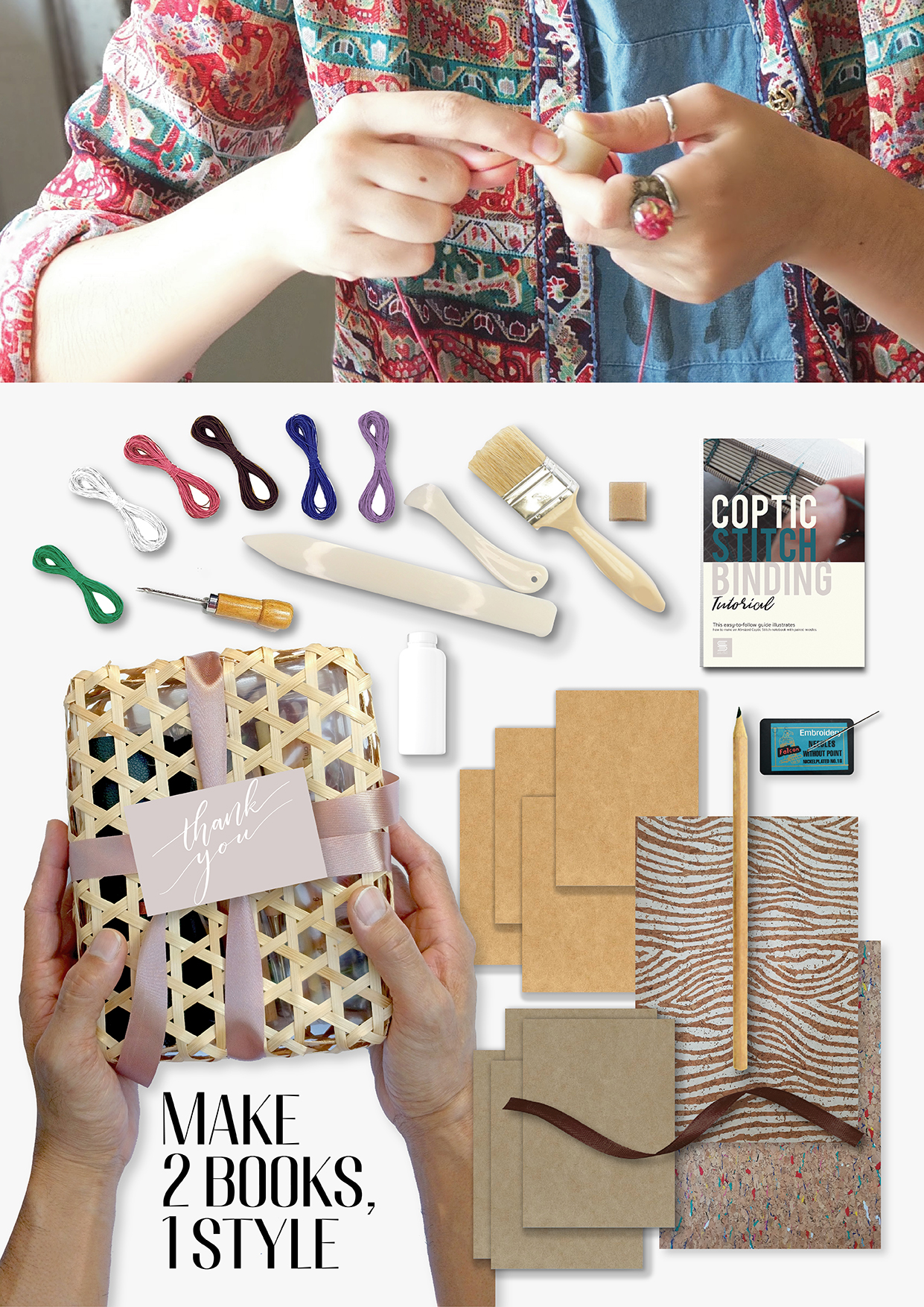 Mini Coptic Toolkit - Make 2 A6 Books, 1 Style