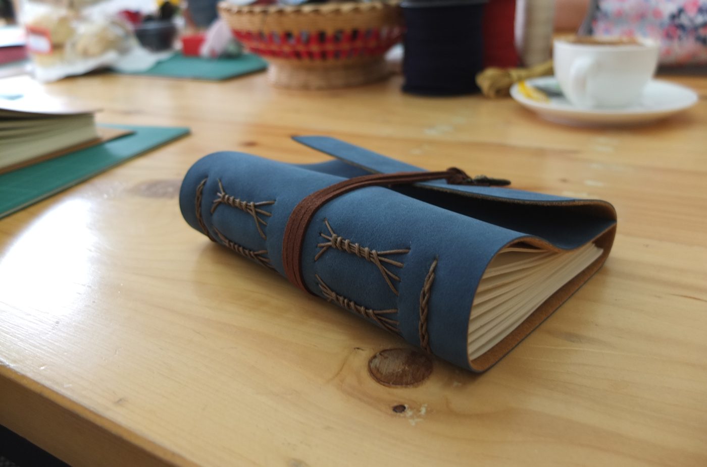 Bookbinding and leatherwork close-up